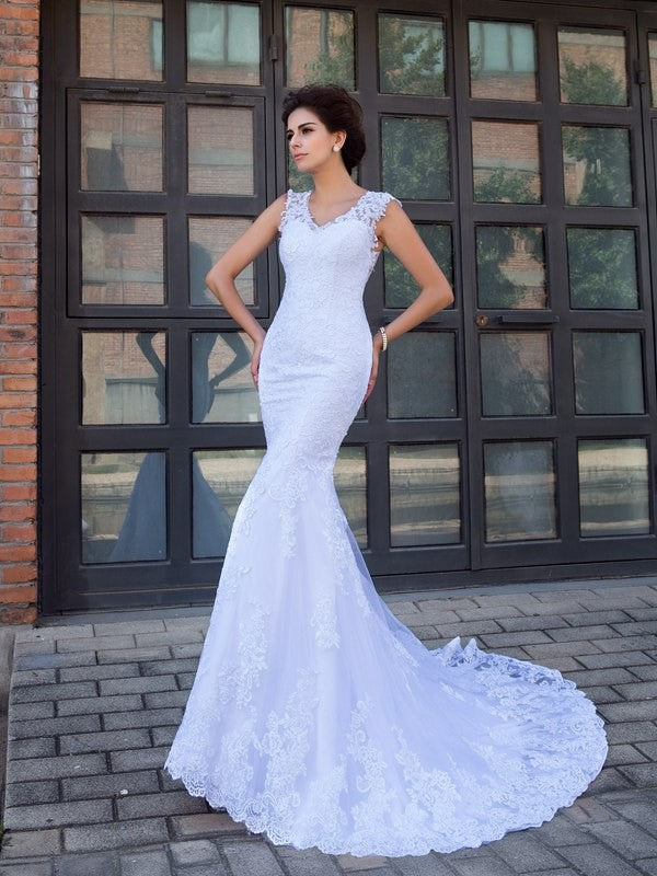 Trumpet/Mermaid Sweetheart Applique Sleeveless Long Elastic Woven Satin Dresses main image 1