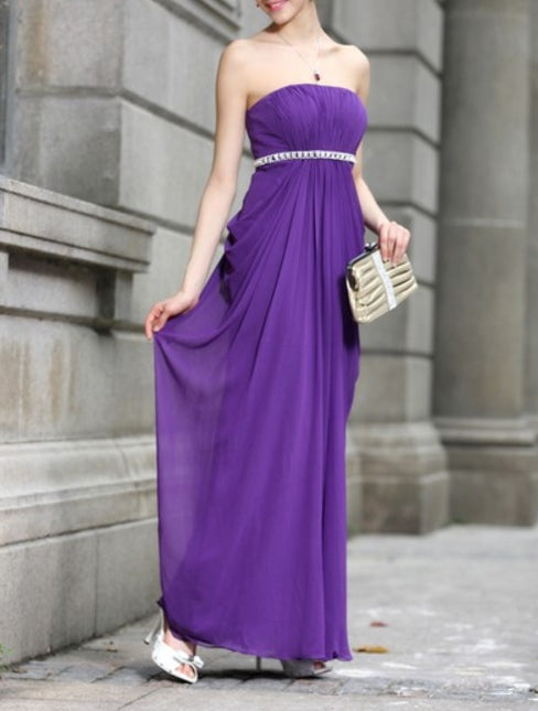 Light Purple Chiffon Long Prom Dress, Purple Party Dress wiith Leg Slit