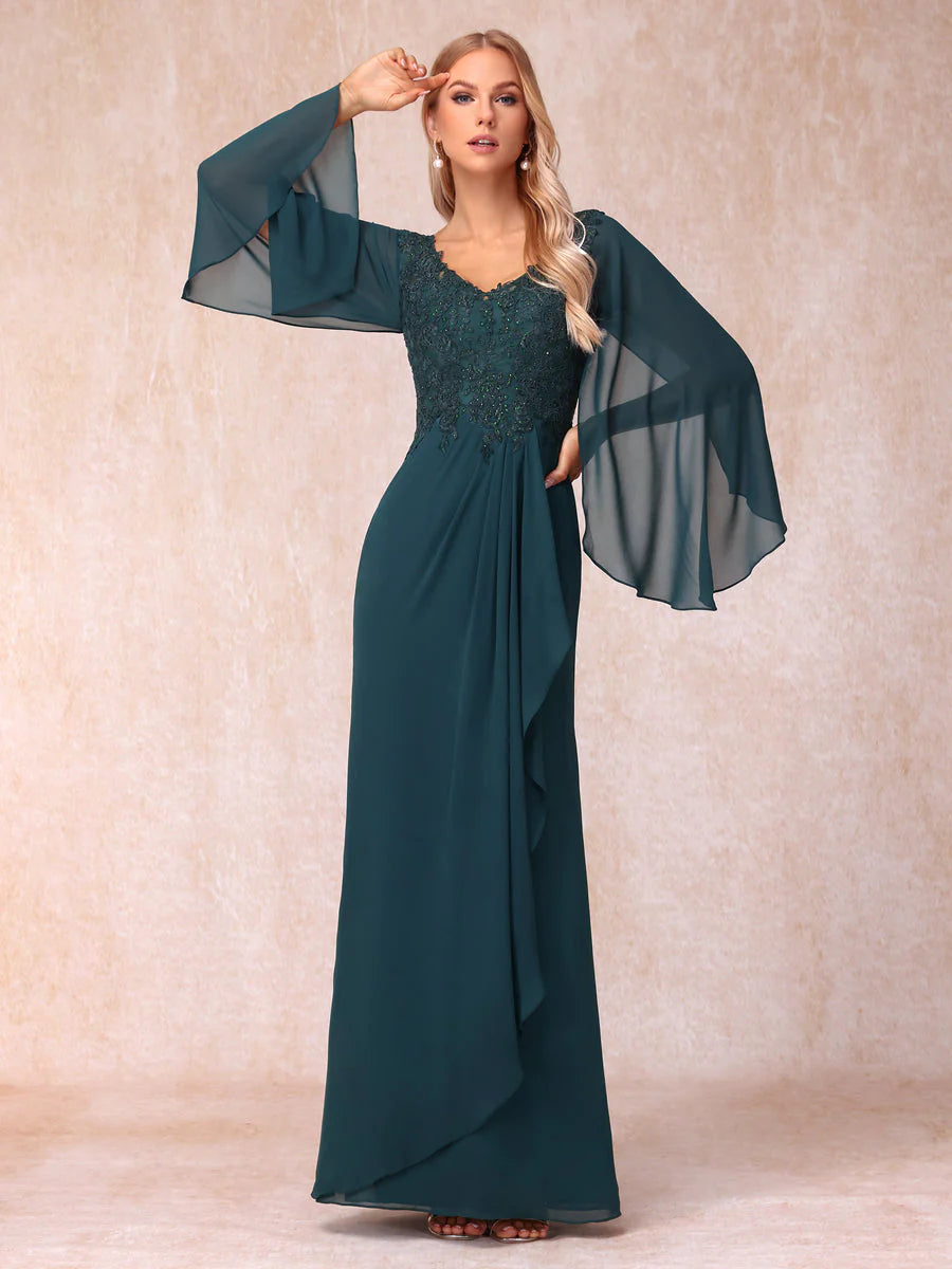 Sheath/Column VNeck Long Sleeves Long Formal Evening Dresses With Seq — free download