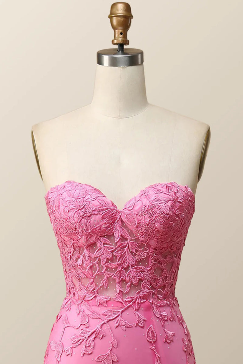 Gorgeous Strapless Pink Prom Dress Long Mermaid Evening Party Gowns main image 1