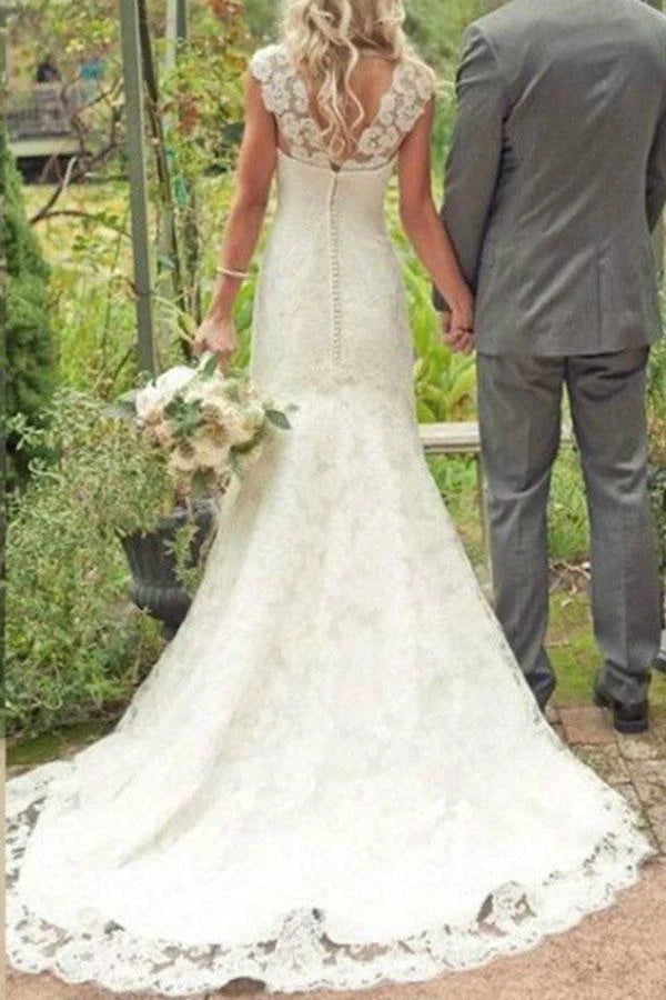 Mermaid Unique Dsign Elegant Ivory Beach Wedding Dresses,DS4624 main image 1
