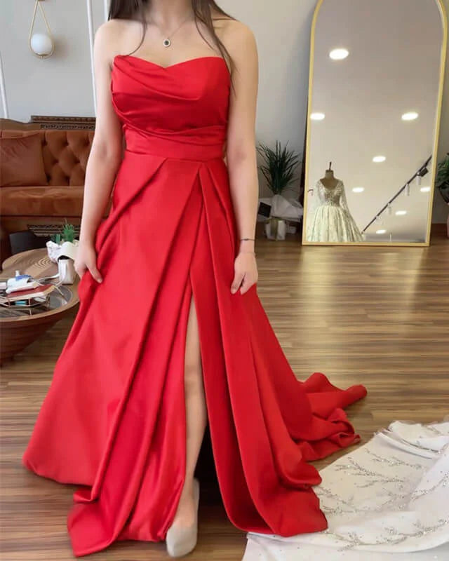 21555 Strapless Two-Tone Satin Evening Gown main image 1