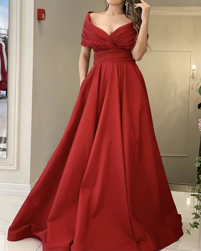 Elle | Off-shoulder satin dress