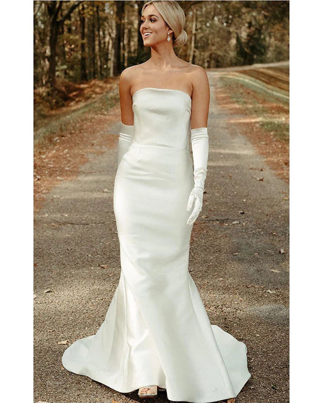 Mermaid Strapless Jacquard Satin Prom Dress with Bow VK022807