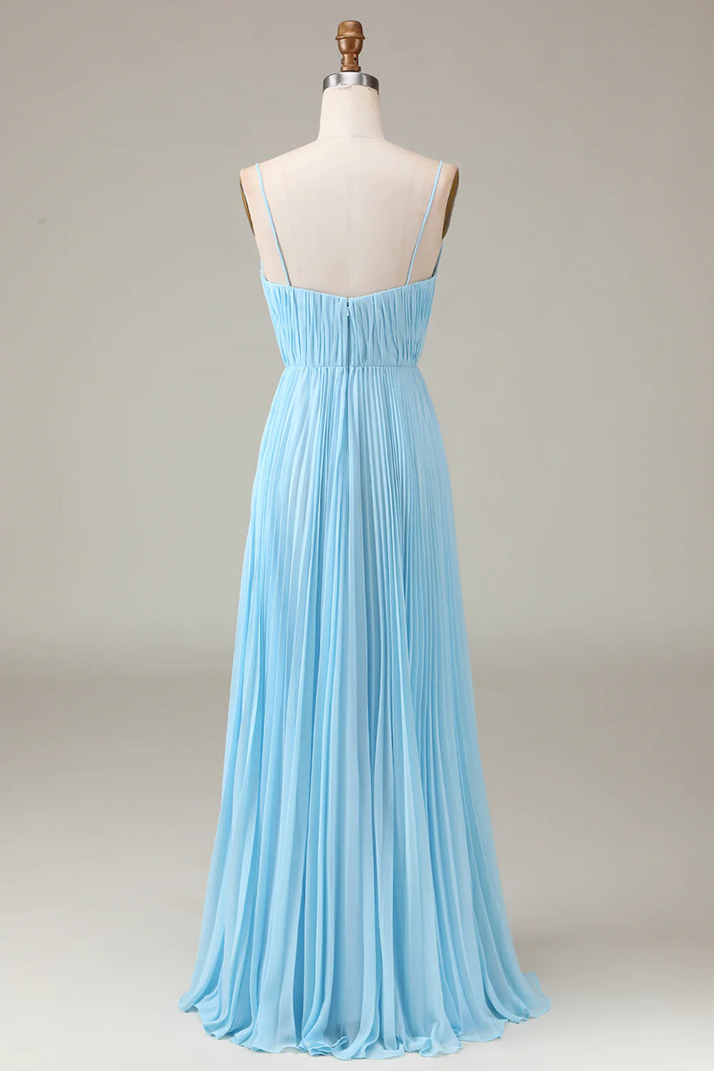 Straps Square Neckline Sky Blue A-Line Wedding Guest Dress main image 0
