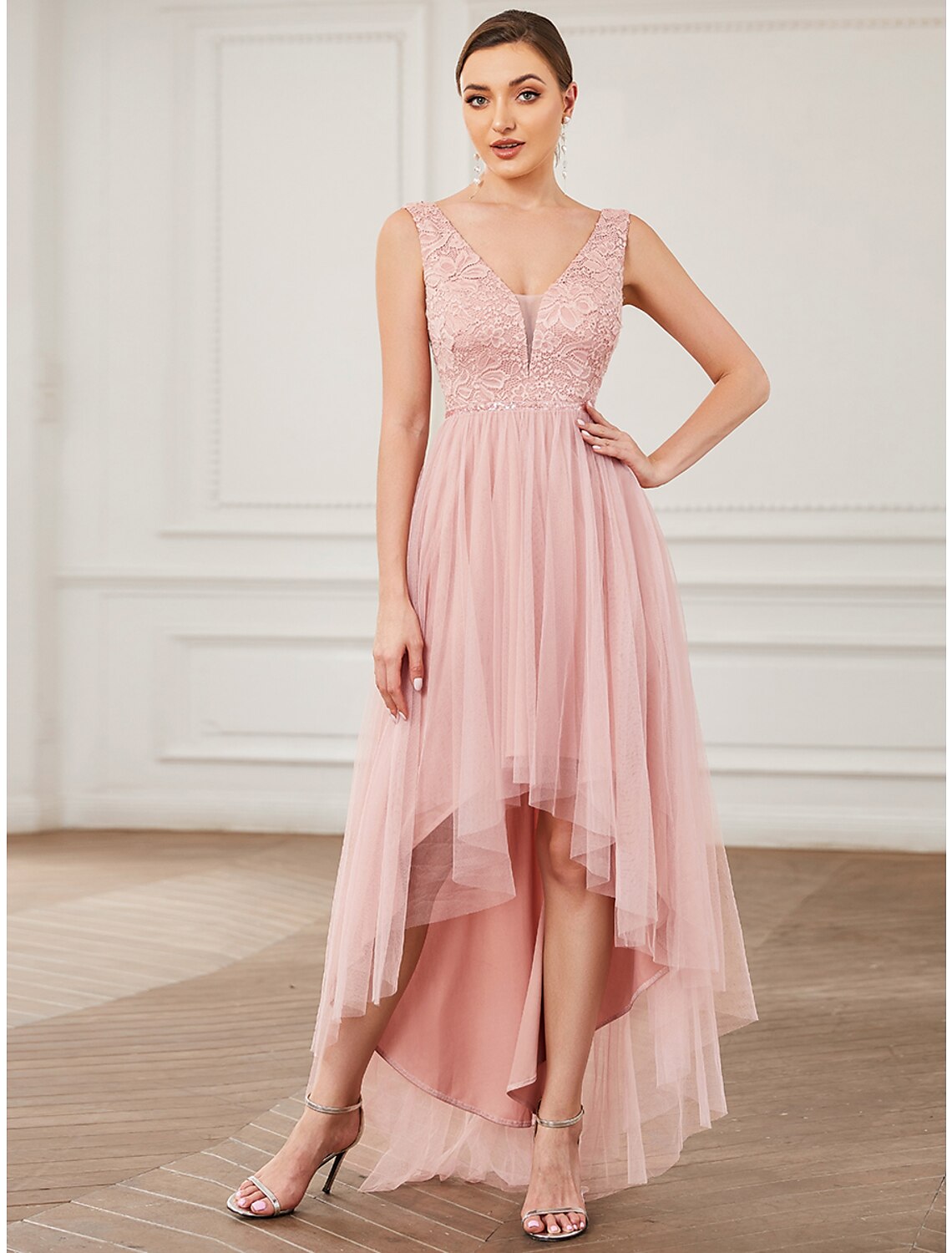 Simple A line Short Sleeves Velvet Red Bridesmaid Dress