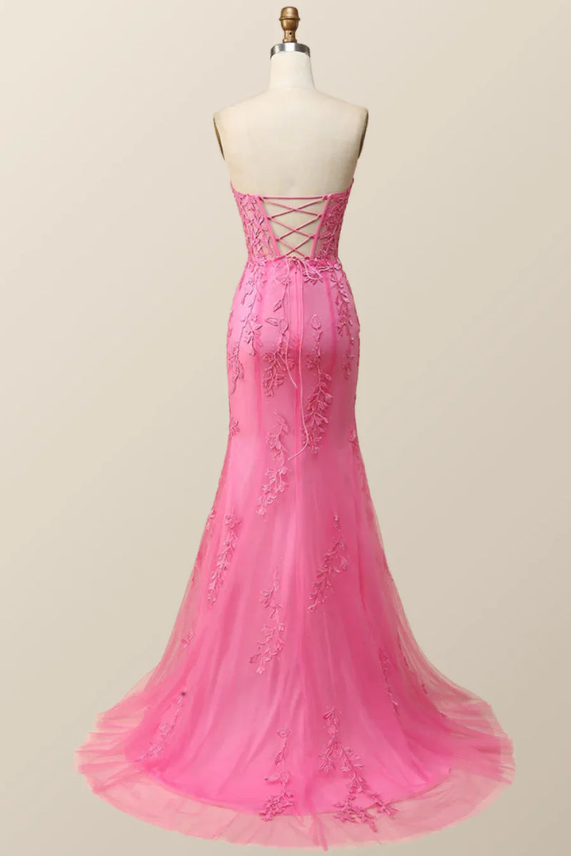 Hot Pink Strapless Mermaid Formal Party Dress Evening Gown,DP1681 main image 1