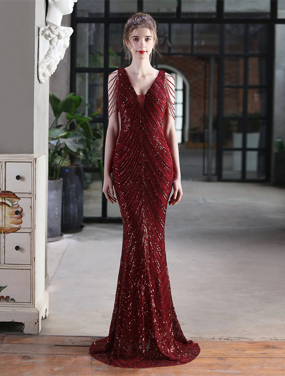 Dress Sparkle Mermaid Formal Trumpet / Floor Evening Gown