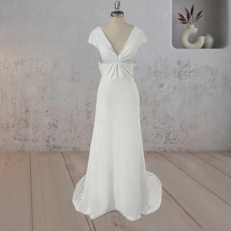 Mermaid Satin Sweep Train Wedding Dress With Train DingJi WeddingDress
