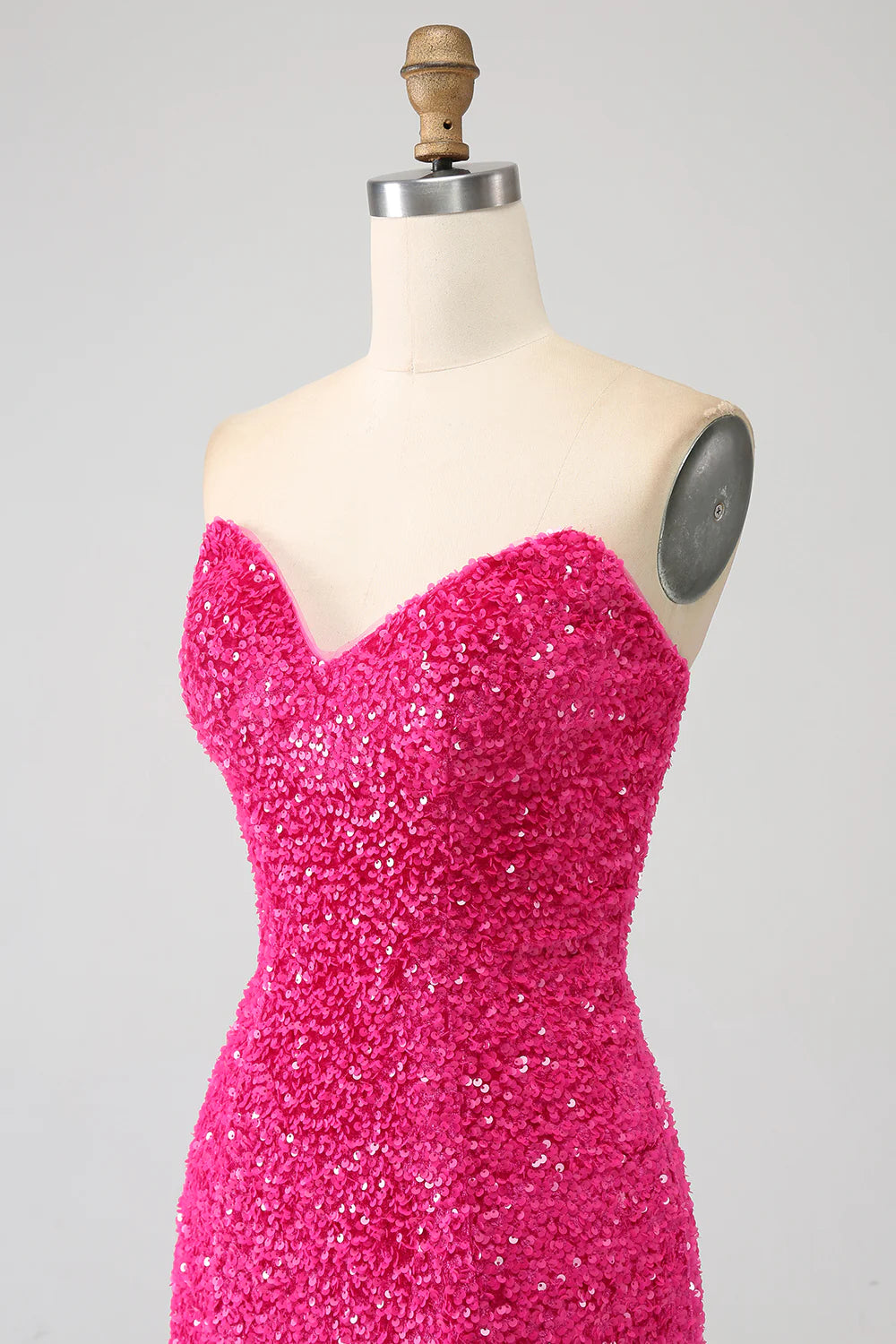 Bling Mermaid Sweetheart Hot Pink Sequins Long Prom Dress – DingJi ...