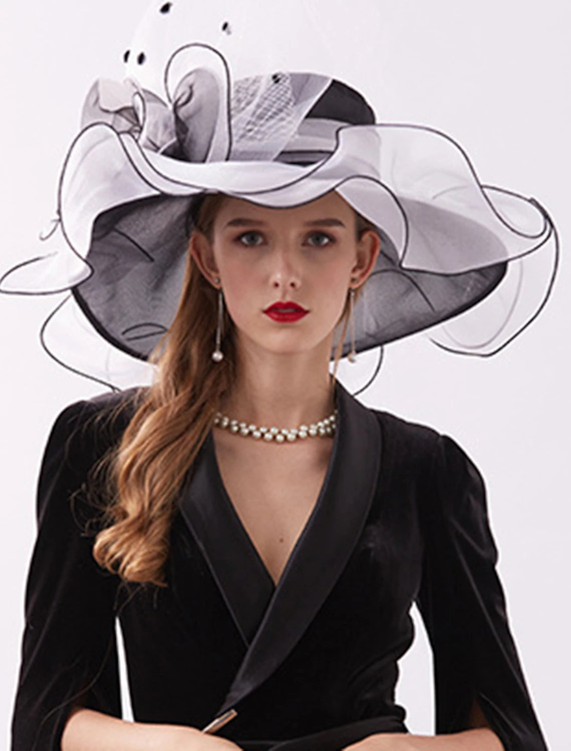 Derby Hats for Women Wide Brim Fedora Sun Hat Cloche Kentucky Fascinator Hats for Ladies Organza Tea Party Bridal Church Hats