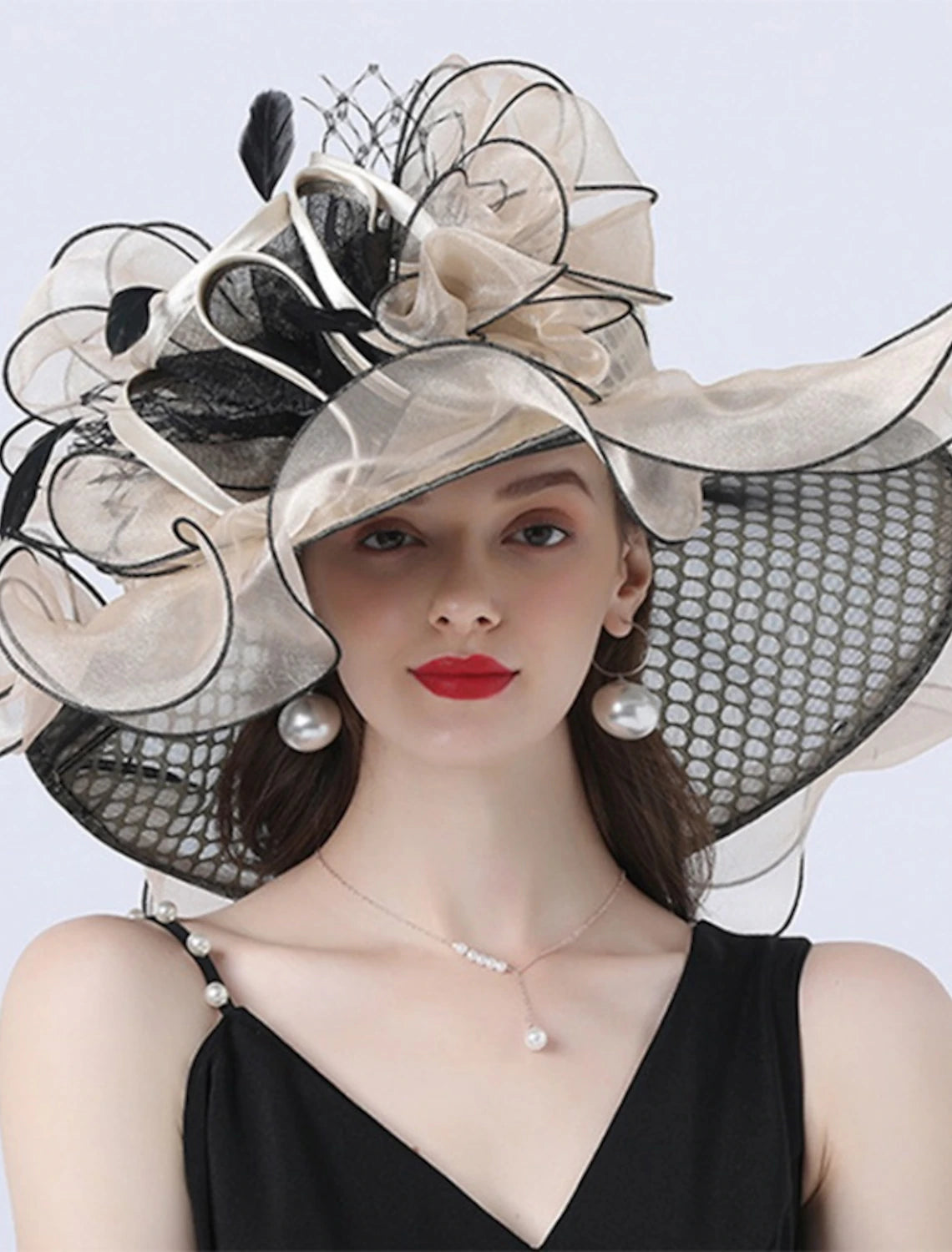 Tulle Organza Bucket Hat Straw Hat Sun Hat Wedding Outdoor Horse Race Ladies Day Melbourne Cup Fashion Vintage Style With Bowknot Flower Headpiece Headwear