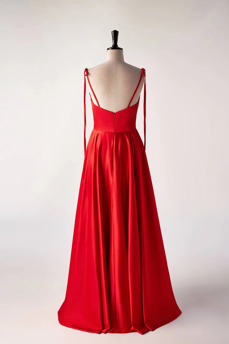 Cowl Neck Red Satin Long Maxi Prom Dress