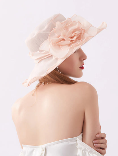 Organza Sun Hat Tea Party Kentucky Derby Melbourne Cup Wedding With Appliques Headpiece Headwear