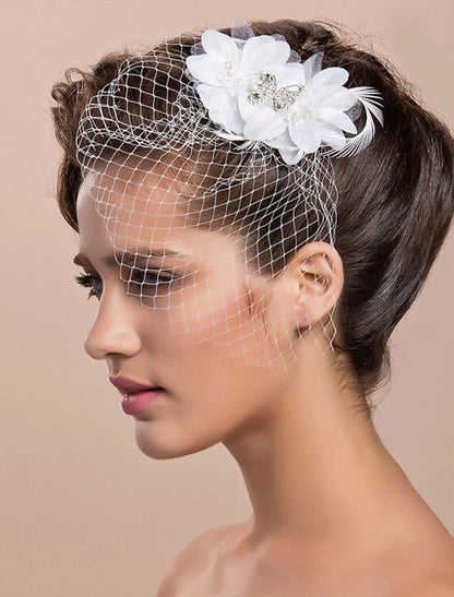 Net Blusher Veils / Wedding Fascinators / Headwear with Floral 1pc Special Occasion / Party / Evening / Party / Cocktail Headpiece