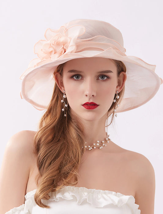 Organza Sun Hat Tea Party Kentucky Derby Melbourne Cup Wedding With Appliques Headpiece Headwear