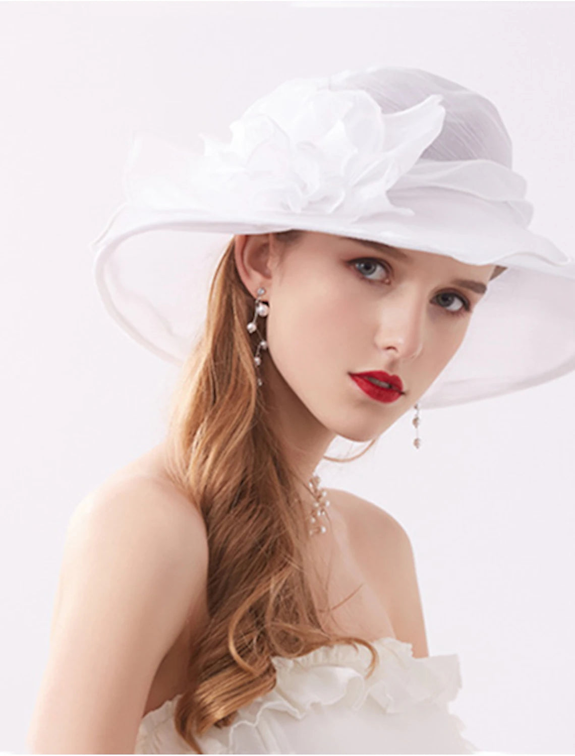 Organza Sun Hat Tea Party Kentucky Derby Melbourne Cup Wedding With Appliques Headpiece Headwear