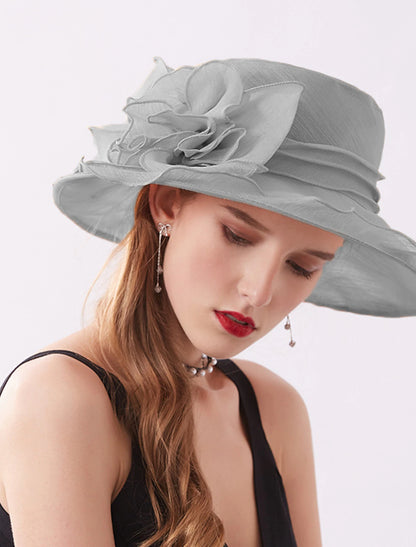 Organza Sun Hat Tea Party Kentucky Derby Melbourne Cup Wedding With Appliques Headpiece Headwear