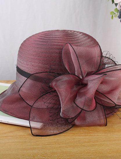 Hat Straw Hat Sun Hat Formal Kentucky Derby Horse Race Ladies Day Vintage Style Elegant Wedding With Floral Appliques Headpiece Heawear