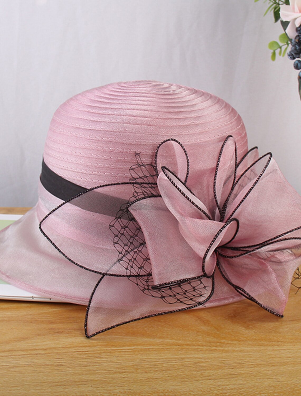 Hat Straw Hat Sun Hat Formal Kentucky Derby Horse Race Ladies Day Vintage Style Elegant Wedding With Floral Appliques Headpiece Heawear