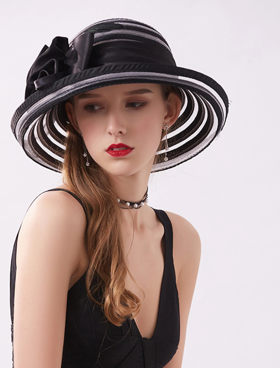 Organza Bucket Hat Fedora Hat Straw Hat Casual Holiday Cocktail Royal Astcot Retro Elegant With Feather Flower Headpiece Headwear