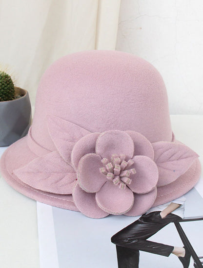 Cotton Blend Bowler / Cloche Hat Bucket Hat Fedora Hat Casual Holiday Kentucky Derby Cocktail Royal Astcot Fall Wedding Vintage Style Elegant With Appliques Split Joint Headpiece Headwear