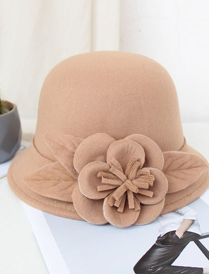 Cotton Blend Bowler / Cloche Hat Bucket Hat Fedora Hat Casual Holiday Kentucky Derby Cocktail Royal Astcot Fall Wedding Vintage Style Elegant With Appliques Split Joint Headpiece Headwear