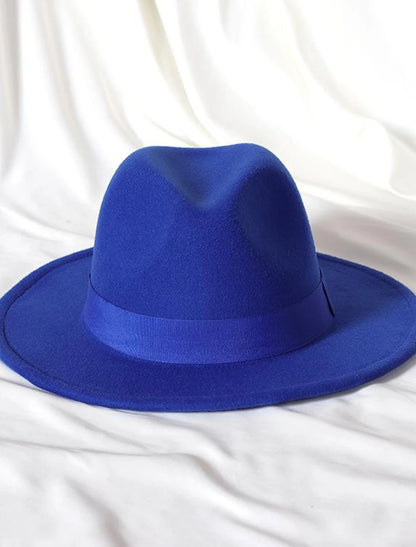 Wool Acrylic Fedora Hat Formal Wedding Cocktail Royal Astcot Simple With Pure Color Headpiece Headwear