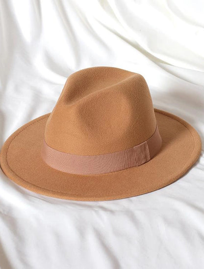 Wool Acrylic Fedora Hat Formal Wedding Cocktail Royal Astcot Simple With Pure Color Headpiece Headwear