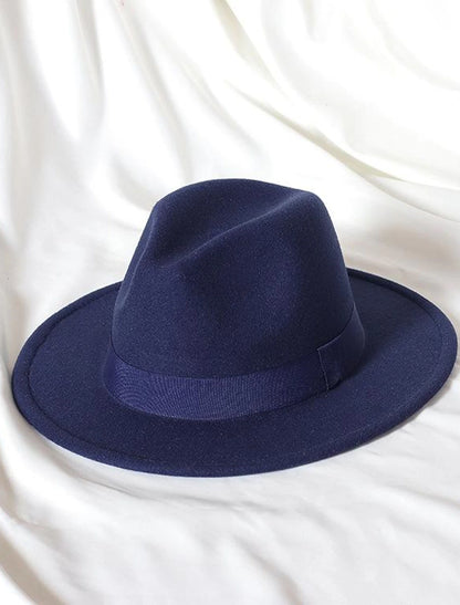 Wool Acrylic Fedora Hat Formal Wedding Cocktail Royal Astcot Simple With Pure Color Headpiece Headwear