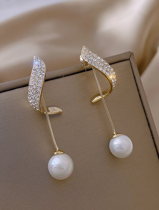 Women's Pearl Drop Earrings Fine Jewelry Classic Precious Stylish Simple Earrings Jewelry White For Wedding Party 1 Pair