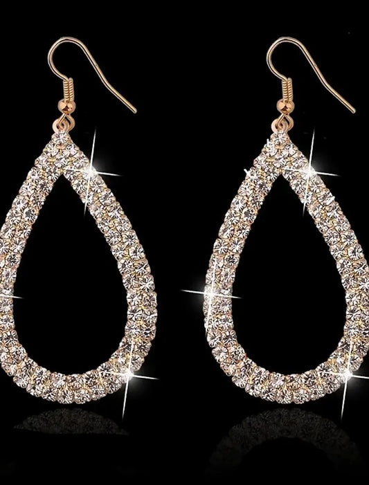 Women's Crystal Drop Earrings Fine Jewelry Classic Precious Stylish Simple Earrings Jewelry Silver / Gold For Wedding Party 1 Pair