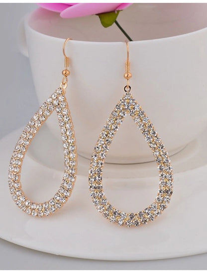 Women's Crystal Drop Earrings Fine Jewelry Classic Precious Stylish Simple Earrings Jewelry Silver / Gold For Wedding Party 1 Pair