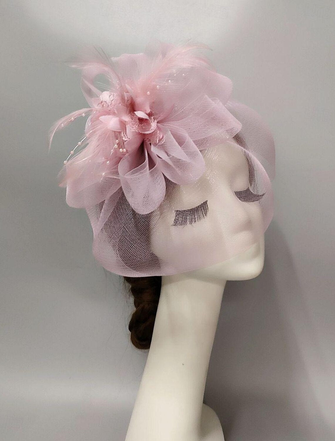 Fascinators Headwear Headpiece Net Veil Hat Wedding Ladies Day With Floral Face Veil Headpiece Headwear