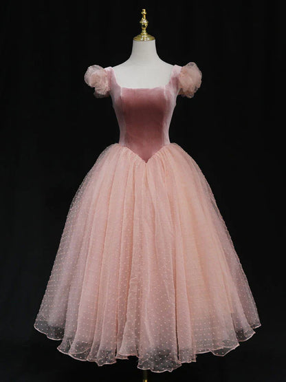 Pink tulle short prom dress pink tulle homecoming dress