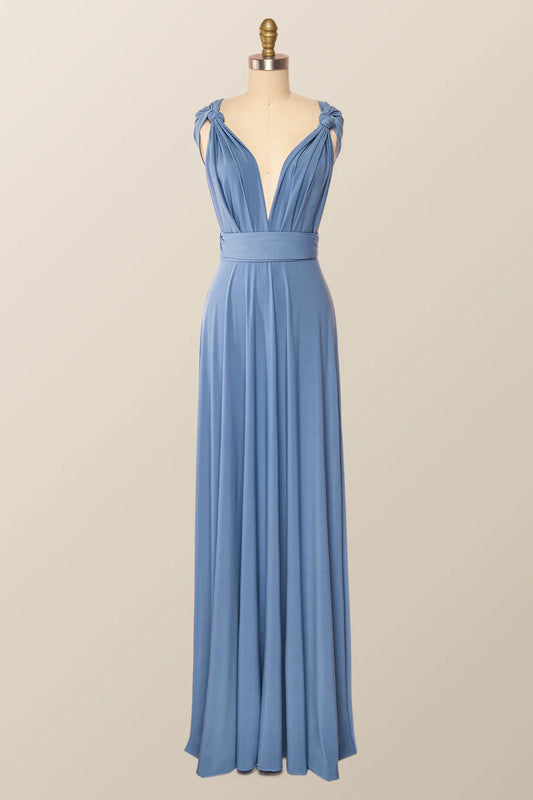 Blue Convertible Long Bridesmaid Dress