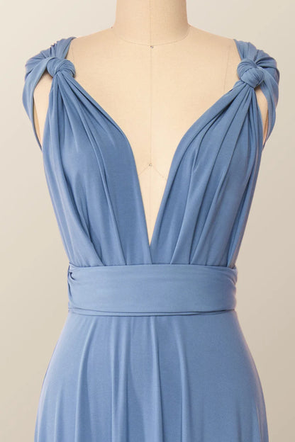 Blue Convertible Long Bridesmaid Dress