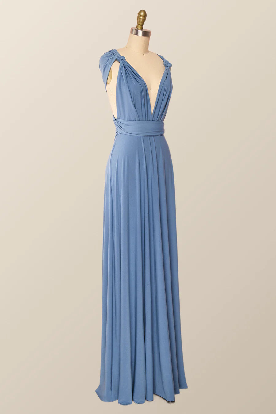 Blue Convertible Long Bridesmaid Dress