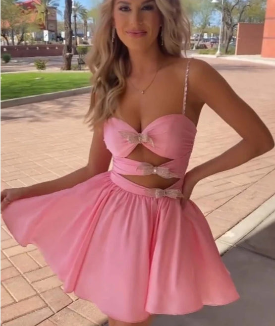 A-Line Bodice Homecoming Dress with Bows