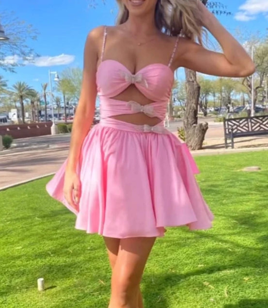 A-Line Bodice Homecoming Dress with Bows