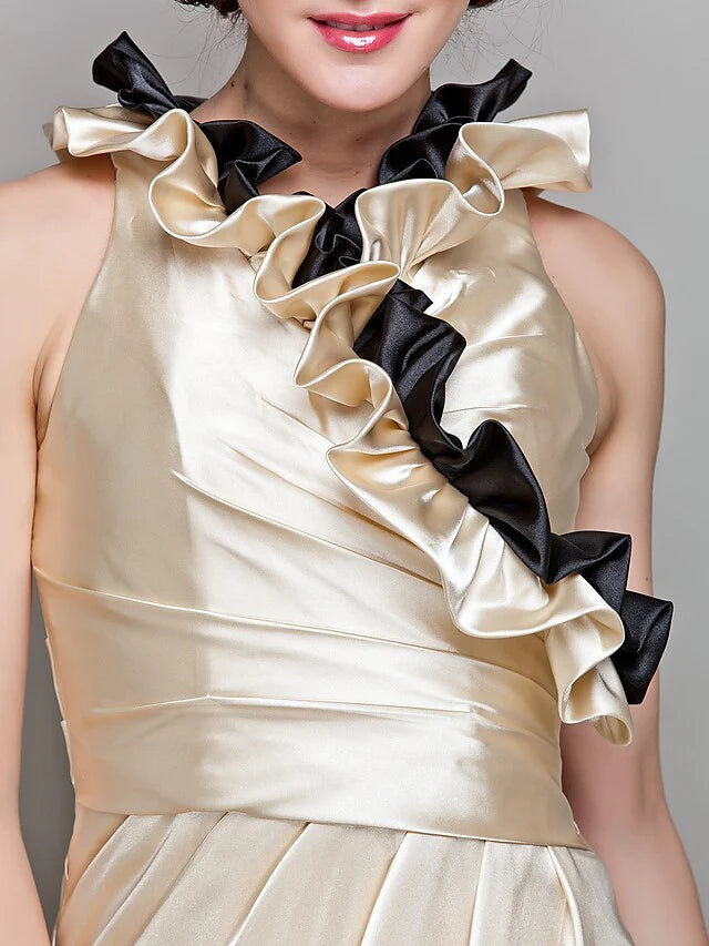 A-Line Mother of the Bride Dress Wrap Included V Neck Floor Length Stretch Satin Length Sleeve with Ruffles Side Draping