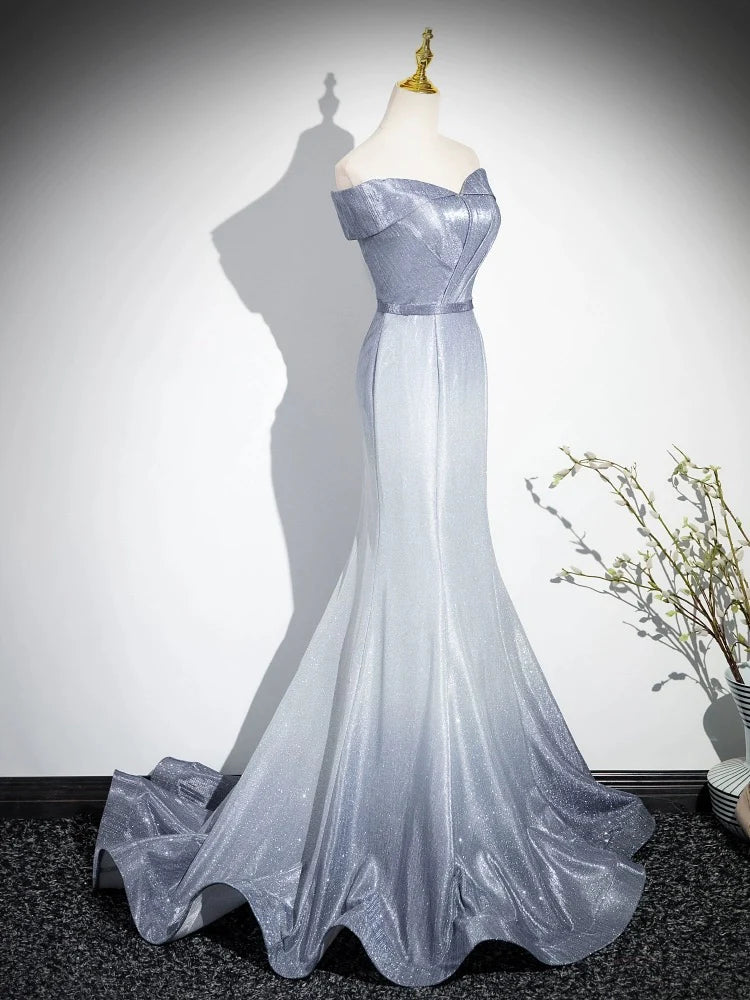 Mermaid Gray Long Prom Dress Gray Party Dress