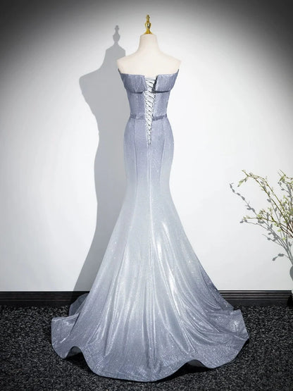 Mermaid Gray Long Prom Dress Gray Party Dress