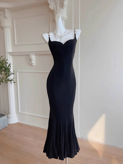 Mermaid Black Long Party Dress Black Evening Dress