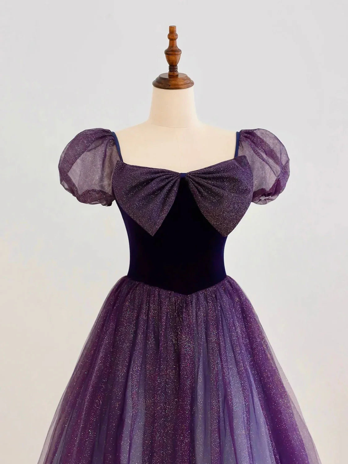 A-Line Purple Tulle Long Prom DressPurple Formal Evening Dress