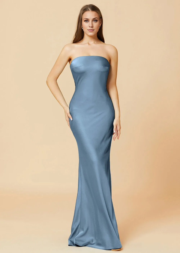 Elegant Blue Mismatched Sleeveless Mermaid Long Bridesmaid Dresses Online, BG913