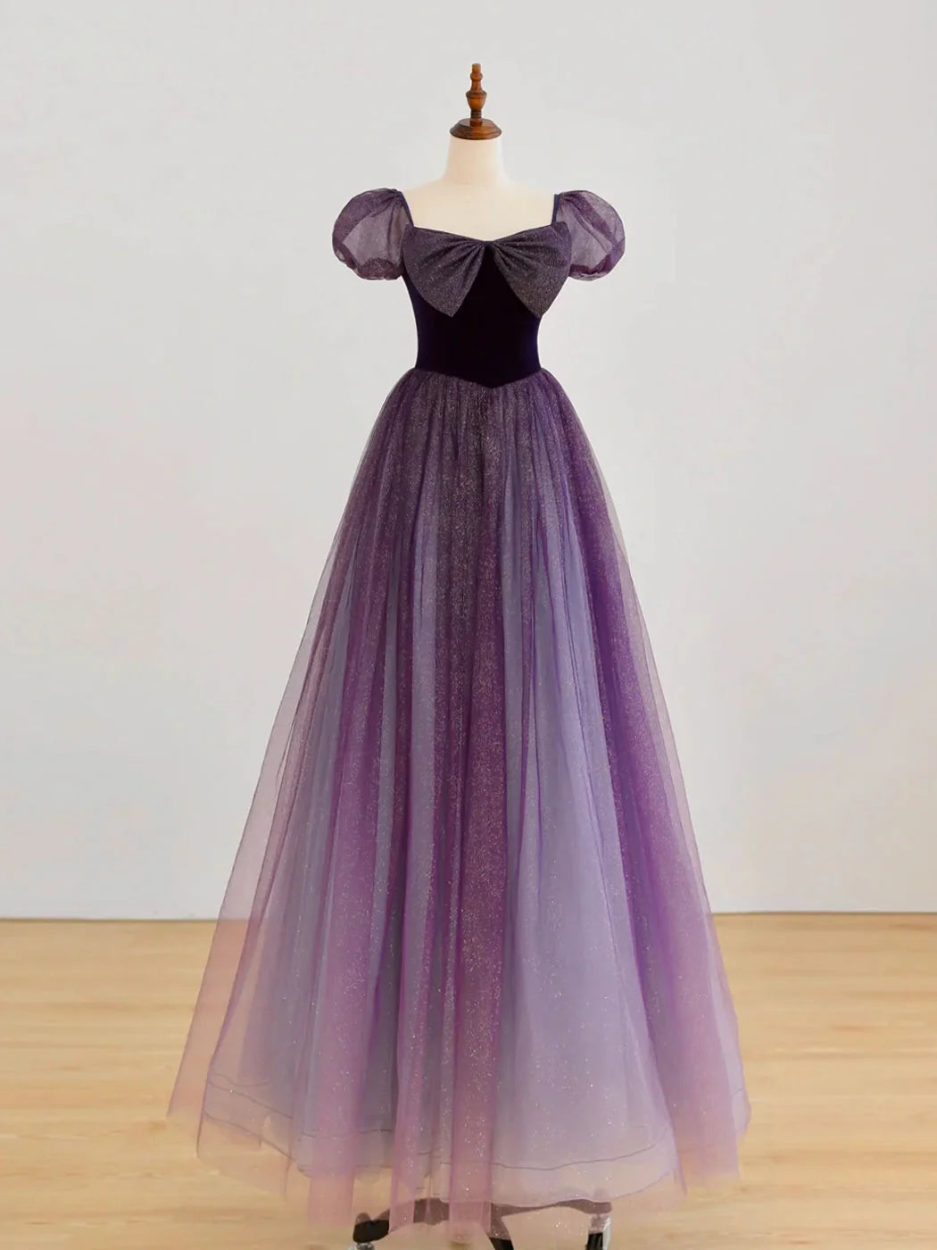 A-Line Purple Tulle Long Prom DressPurple Formal Evening Dress