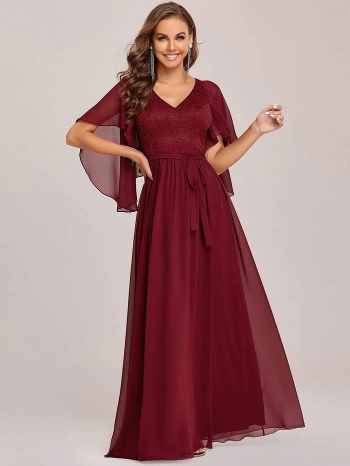 Sleeveless Maxi Chiffon Column Regular Wedding Guest Dress aln1910