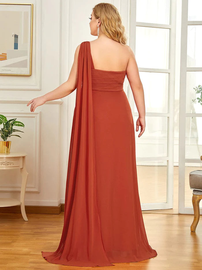 Fashion Long Chiffon One Shoulder Evening Dresses