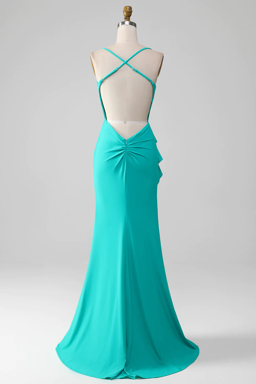 Spaghetti Strap Bridesmaid Dress with Pockets Turquoise main image 1